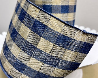 RG Really Great Ribbon Blue and Tan Gingham 4"x10yd RGA177103