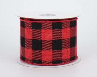 RG Ribbon 2.5" Printed Plaid Check: Red & Black (10 Yards)