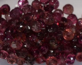 Natural Pink Tourmaline Rondelle Beads, 4mm x 2mm -5mm x 3mm, Faceted gemstone beads, semi precious stone beads