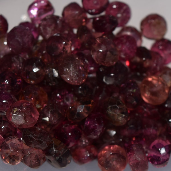 Natural Pink Tourmaline Rondelle Beads, 4mm x 2mm -5mm x 3mm, Faceted gemstone beads, semi precious stone beads
