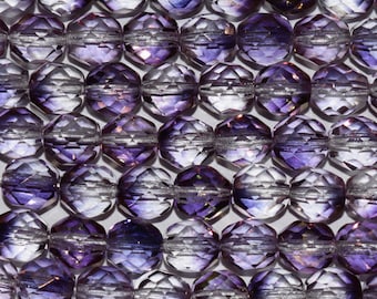 6mm Czech Glass Crystal Purple Round Beads, Fire Polished Beads Strung, 25 pieces