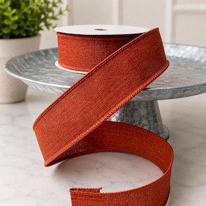 Riktigt fint band i säckväv, rostbränd orange, konstlinne med tråd, 3,8 cm x 28 cm RG127874
