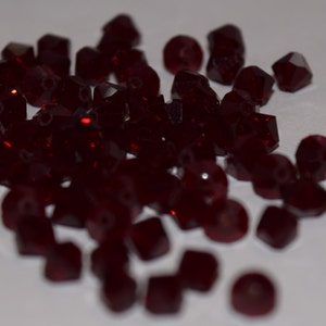 Garnet Red Bicone Swarovski beads 4mm, 50 Beads, 100 Beads image 2