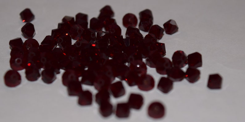 Garnet Red Bicone Swarovski beads 4mm, 50 Beads, 100 Beads image 2