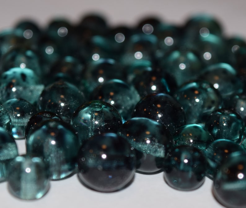 10 10mm Czech Glass Round Crackle Beads Emerald