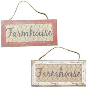 ファームハウスの赤または白の木製看板 6"x13"