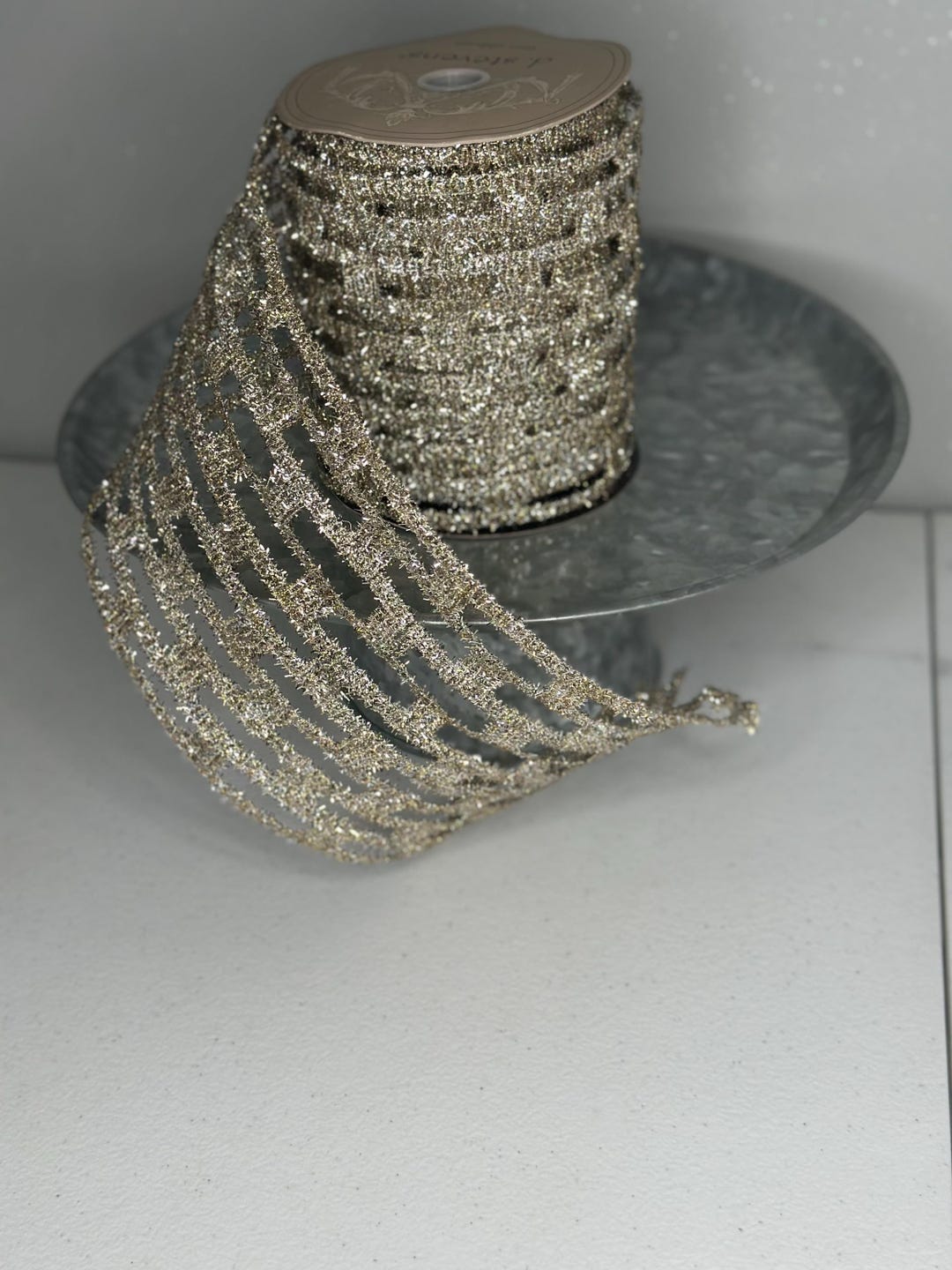 D Stevens Fine Ribbon Tinsel Gold and Silver Link Ribbon 5.25x10yd DS15 ...
