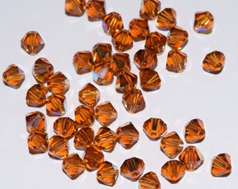 Topaz AB Bicone Swarovski beads 4mm, 50 Beads, 100 Beads