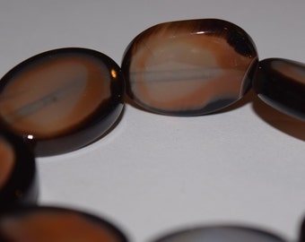 Natural Black Frosted Agate Small Oval Beads, 18mm X 13mm, 5mm, Gemstone beads, Rare, Unique beads