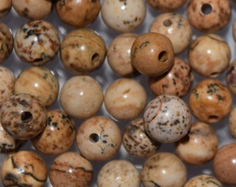 Natural Picture Jasper, Landscape Jasper Round Beads 10mm, 6mm, 4mm, Natural Stone Beads