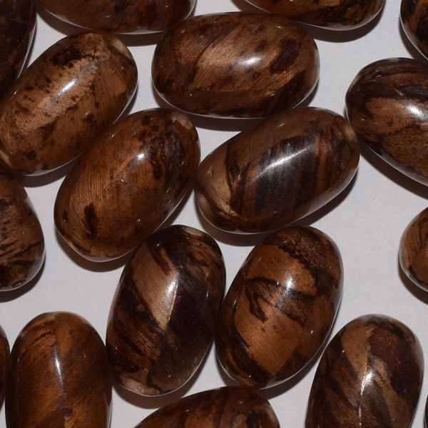 Natural Large Oval Banana Inlaid Wood Beads, Banana Bark Beads, 30mm x 19mm