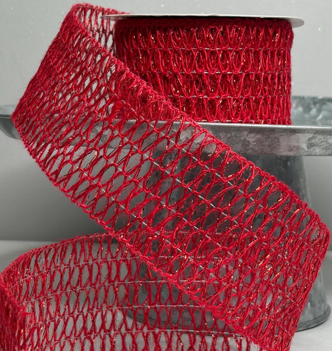 Windowpane Ribbon Expressions Ribbon Windowpane Red 90% Jute 2.5
