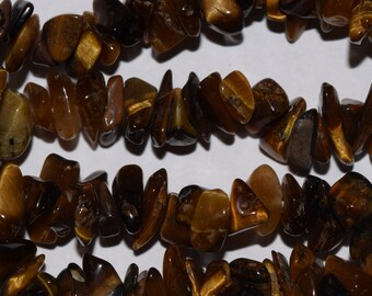 Natural Tiger Eye Chip Beads, Stone Beads, Quartz, Chalcedony,  3mm x 7mm x 5mm x 10mm