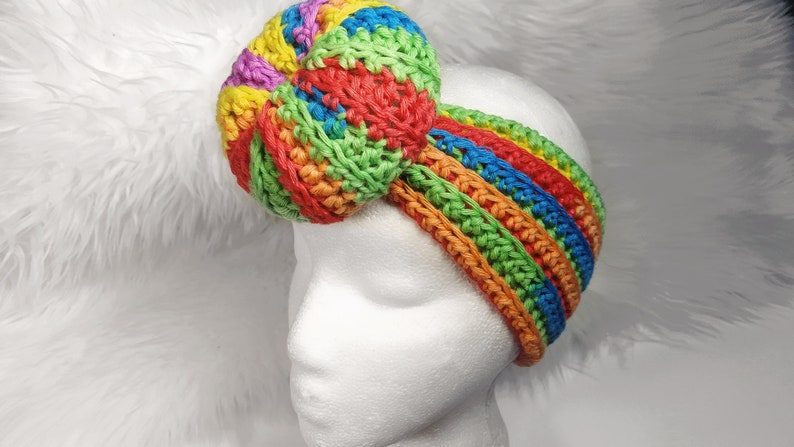 Bandeau bohème noué au crochet - Cache-oreilles pour femme - Idées cadeaux image 3