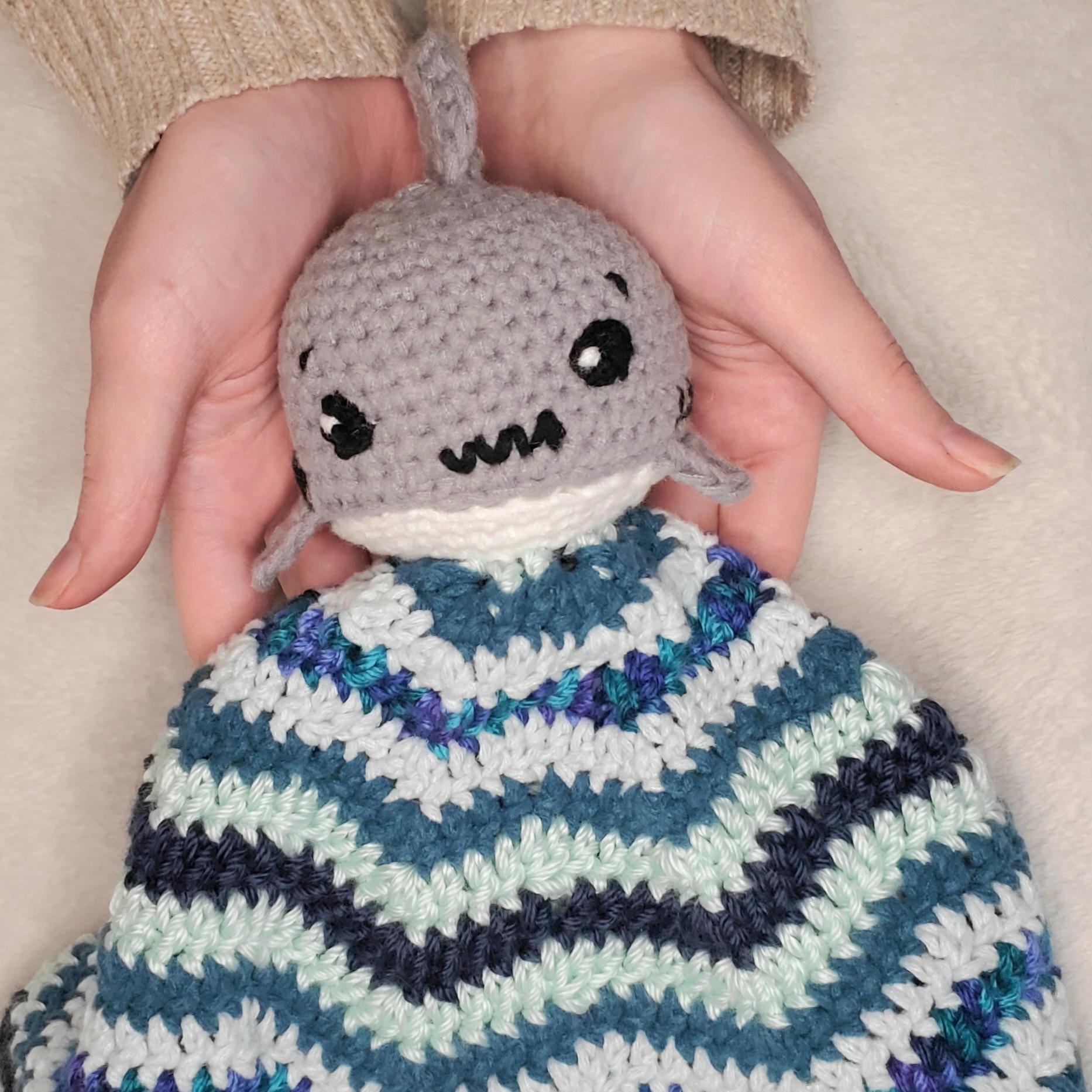 Crochet Shark Lovey Blanket