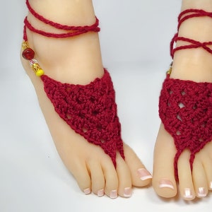 Barefoot Crochet Sandals, Bridal Foot Jewelry, Beach Vacation Shoes image 2