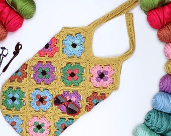 Blossom Bloom Crochet Bag Pattern-  PDF & video tutorial for crochet tote bag