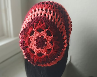Crochet Slouchy Hat Pattern With Flower Motif