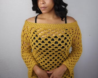 Crochet Boat Neck Pattern Crochet Sweater for Beginners