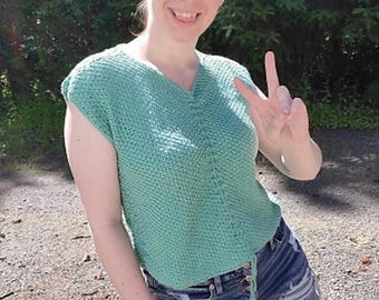 Seafoam Summer Crochet Top – Tunisia Shirt Blouse
