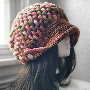 BUBBLE Crochet Slouchy Hat With Brim Pattern w/ Free Video Tutorial