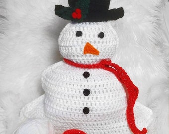 Crochet Snowman Pillow