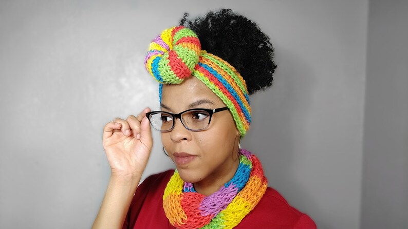 Bandeau bohème noué au crochet - Cache-oreilles pour femme - Idées cadeaux image 4