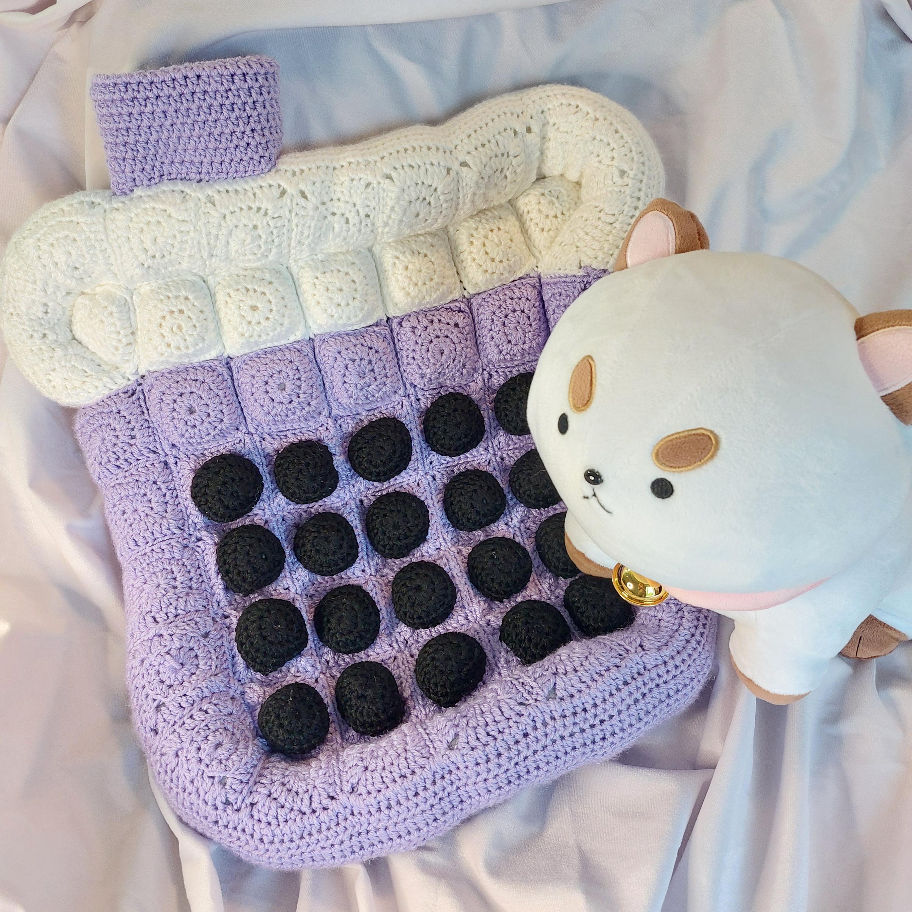Bubble Tea Puff-Quilt Cat Bed Crochet Pattern