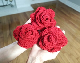 Motif rose au crochet et motif vidéo gratuit inclus