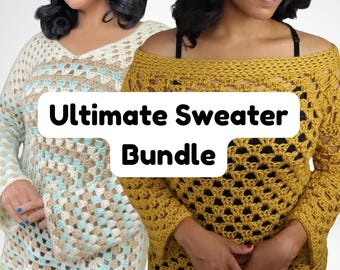 Coleção de padrões fáceis de suéter quadrado de crochê para a vovó (padrão em PDF)