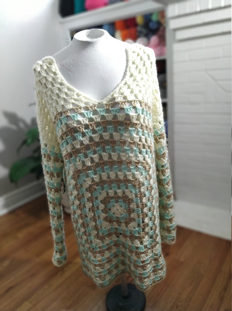 Granny square pullover Crochet Granny Square Sweater Pattern Etsy