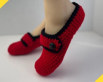 Einfache Häkelanleitung für Häkelschuhe | Erwachsene Hausschuhe mit Knopf | PDF Anleitung für gehäkelte Socken