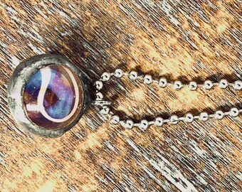 Glass Marble Ball Necklace, Medusa Jellyfish Mega Marble, Galaxy gazing pendant
