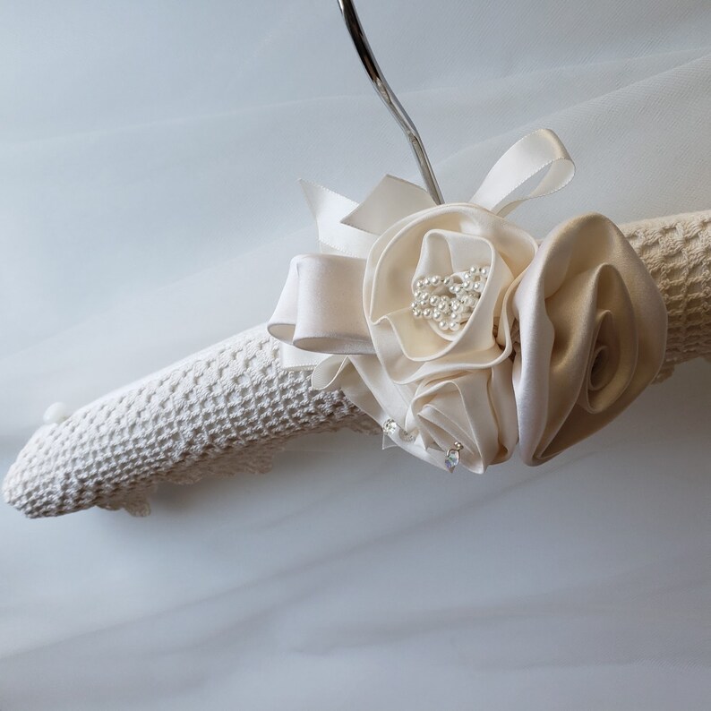 Bridal Hanger Padded Elegant Hanger Fabric Covered Hanger Brides Hanger Decorative Bridal Hanger Lace Bridal Hanger