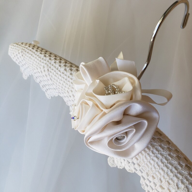Bridal Hanger Padded Elegant Hanger Fabric Covered Hanger Brides Hanger Decorative Bridal Hanger Lace Bridal Hanger