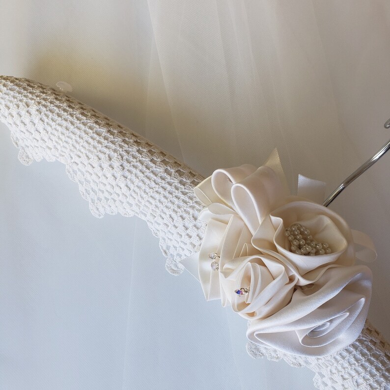 Bridal Hanger Padded Elegant Hanger Fabric Covered Hanger Brides Hanger Decorative Bridal Hanger Lace Bridal Hanger