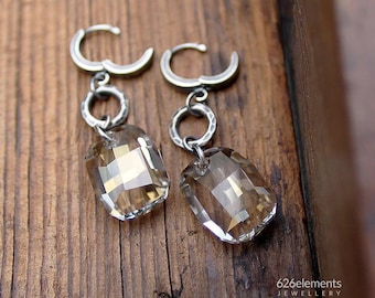 Swarovski Kristall & 925er Silber Ohrringe - Oxidiertes Feinsilber und Sterling Silber - Moderner handgemachter Schmuck