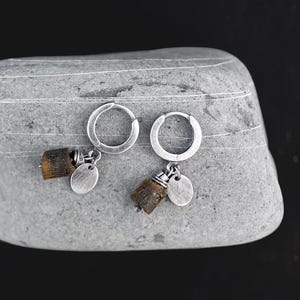 Sterling Silver Earrings | Raw Unpolished Amber Earrings | Sterling Silver | Raw Silver Earrings | Modern | Simple | Minimalist Jewellery