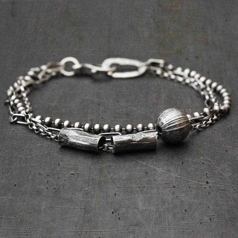 Sterling silver multi strand bracelet oxidized 925 sterling Etsy