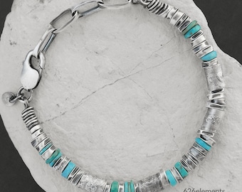 Türkis Herren Armband Sterling Silber - oxidiertes 925 Silber, blau grüne Edelsteine - handgemachter Schmuck