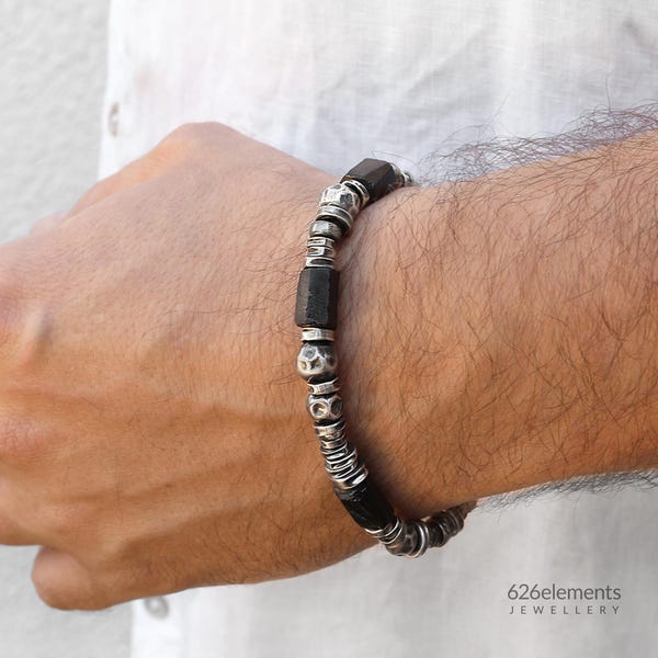 Sterling Silber Turmalin Armband - oxidierte 925 Sterling Silber Kette - handgemachter Schmuck für Ihn