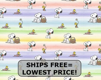 Peanuts snoopy easter fun Fabric 100/% cotton FQ Half yard By the Yard