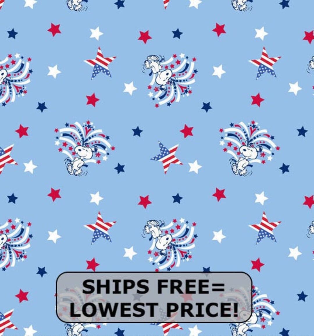 Licensed Peanuts Patriotic Snoopy Star Spangled Print 100% - Etsy