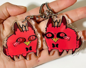 Cursed cat Alastor radio demon - Hazbin Hotel Keychain - cute cursed cat Alastor charm