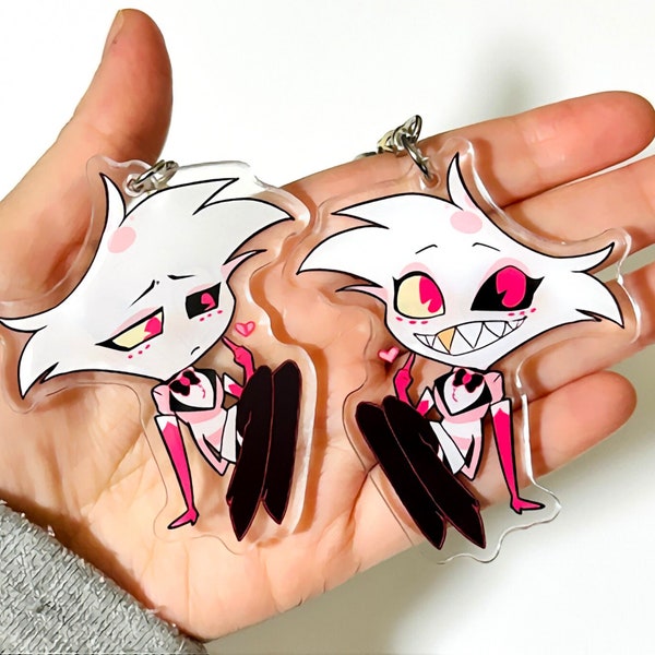 Angel Dust - Hazbin Hotel Keychain - cute chibi Angel Dust charm