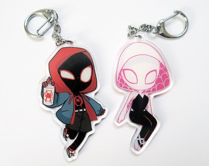 Spider Verse charm keychains - Miles Morales Gwen Stacy