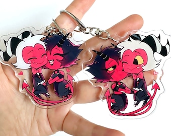 Moxxie Millie Helluva Boss Keychain - cute chibi Moxxie and Millie