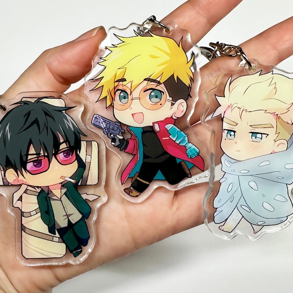 trigun stampede keychains - Vash - Wolfwood - Million Knives