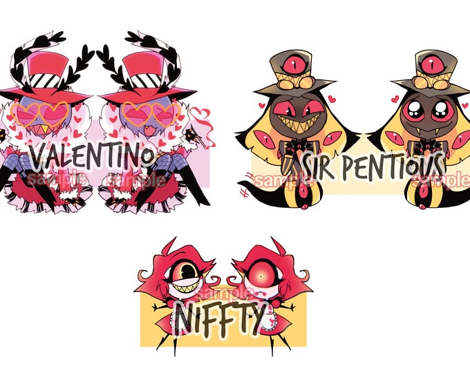 Hazbin Hotel charms keychains - Valentino, Niffty, Sir Pentious