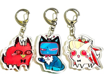 Cursed cat Alastor, Vox, Lucifer - Hazbin Hotel Keychain - cute cursed cat Alastor, vox, alastor charms